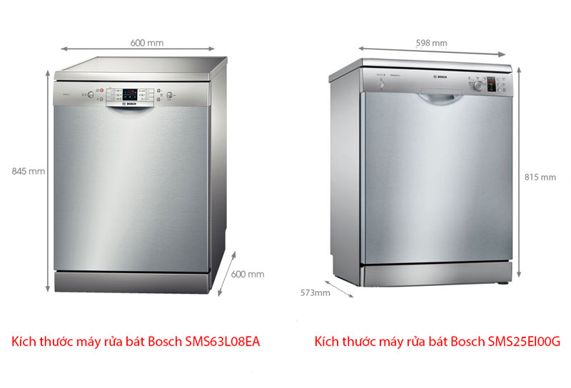 Kích thước máy rửa bát Bosch âm tủ hiện nay