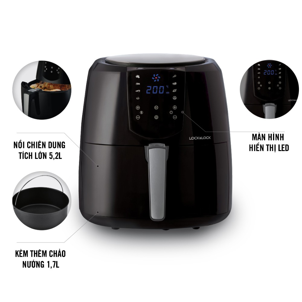 Nồi chiên không dầu Lock&Lock Jumbo Digital Eco Fryer 5.2L